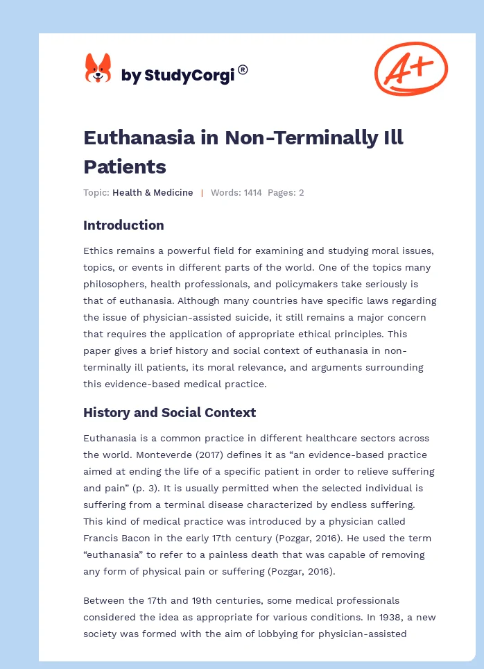 Euthanasia in Non-Terminally Ill Patients. Page 1