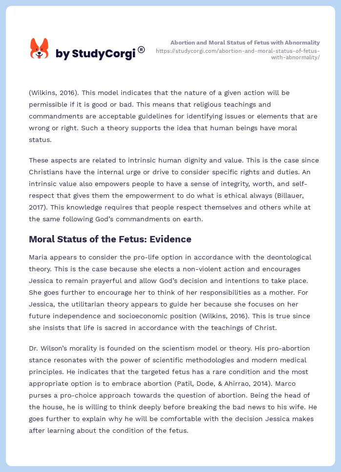 Abortion and Moral Status of Fetus with Abnormality. Page 2