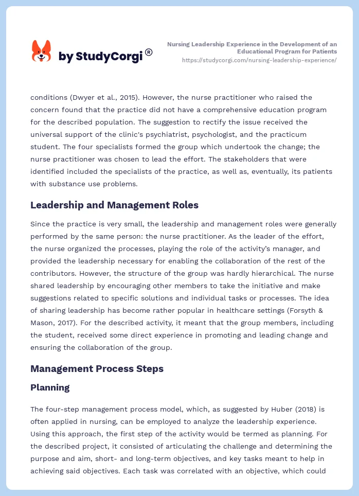 Nursing Leadership Experience in the Development of an Educational Program for Patients. Page 2