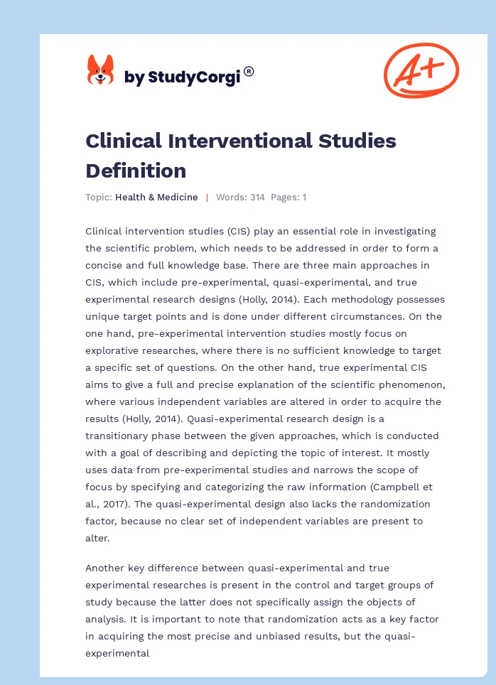 Clinical Interventional Studies Definition. Page 1