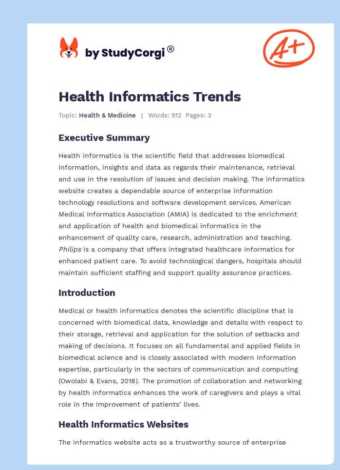 Health Informatics Trends. Page 1