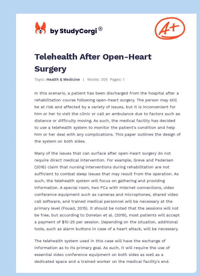 Telehealth After Open-Heart Surgery. Page 1