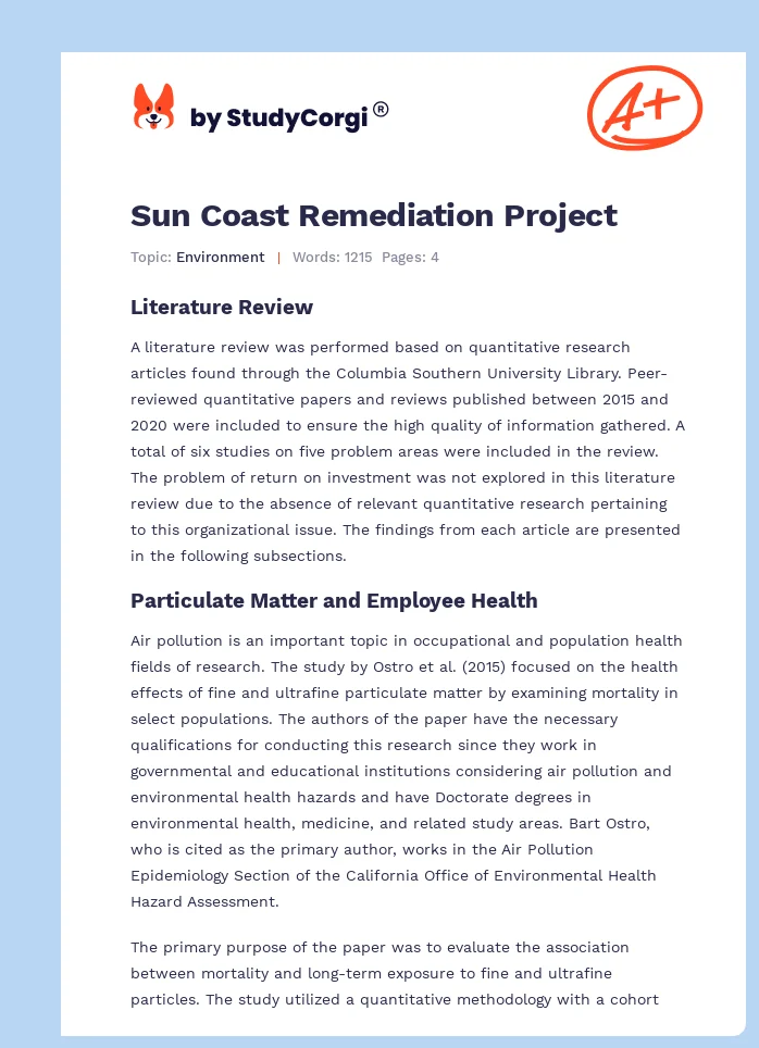 Sun Coast Remediation Project. Page 1