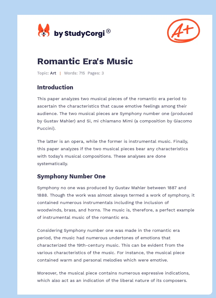 Romantic Era's Music. Page 1