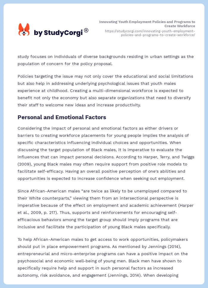 Innovating Youth Employment Policies and Programs to Create Workforce. Page 2