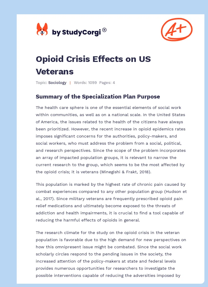 Opioid Crisis Effects on US Veterans. Page 1