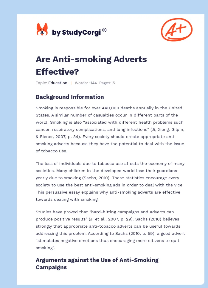Are Anti-smoking Adverts Effective?. Page 1