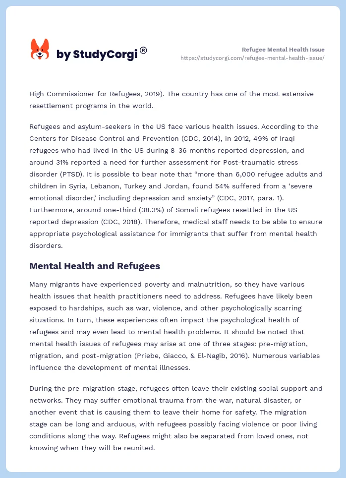 Refugee Mental Health Issue. Page 2