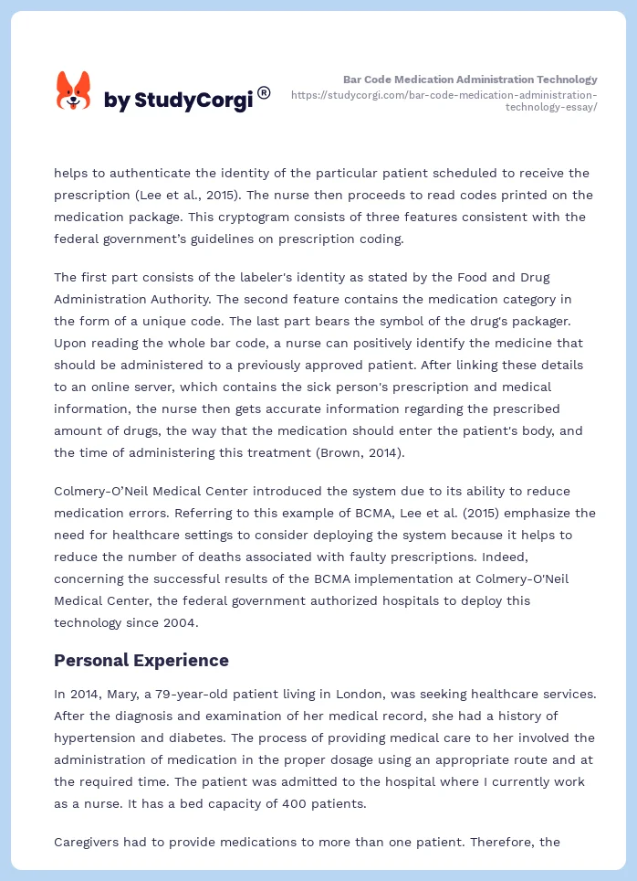 Bar Code Medication Administration Technology. Page 2