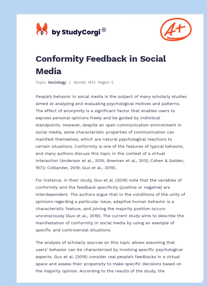 Conformity Feedback in Social Media. Page 1