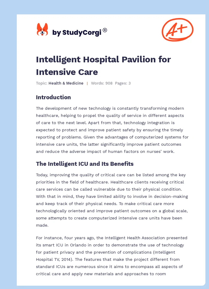Intelligent Hospital Pavilion for Intensive Care. Page 1