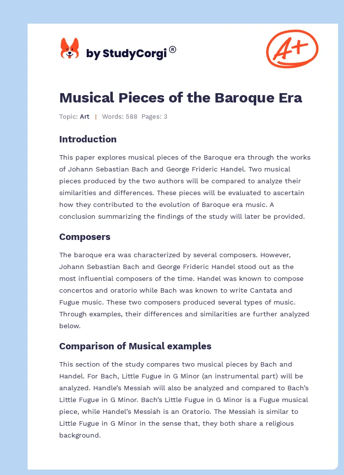 Musical Pieces of the Baroque Era. Page 1