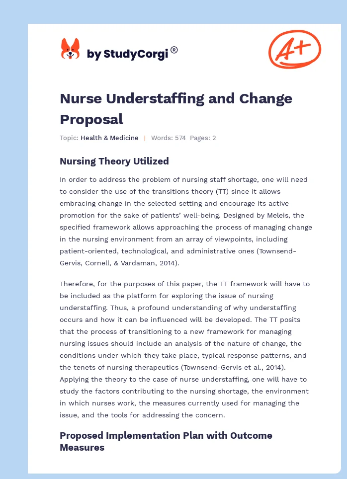 Nurse Understaffing and Change Proposal. Page 1