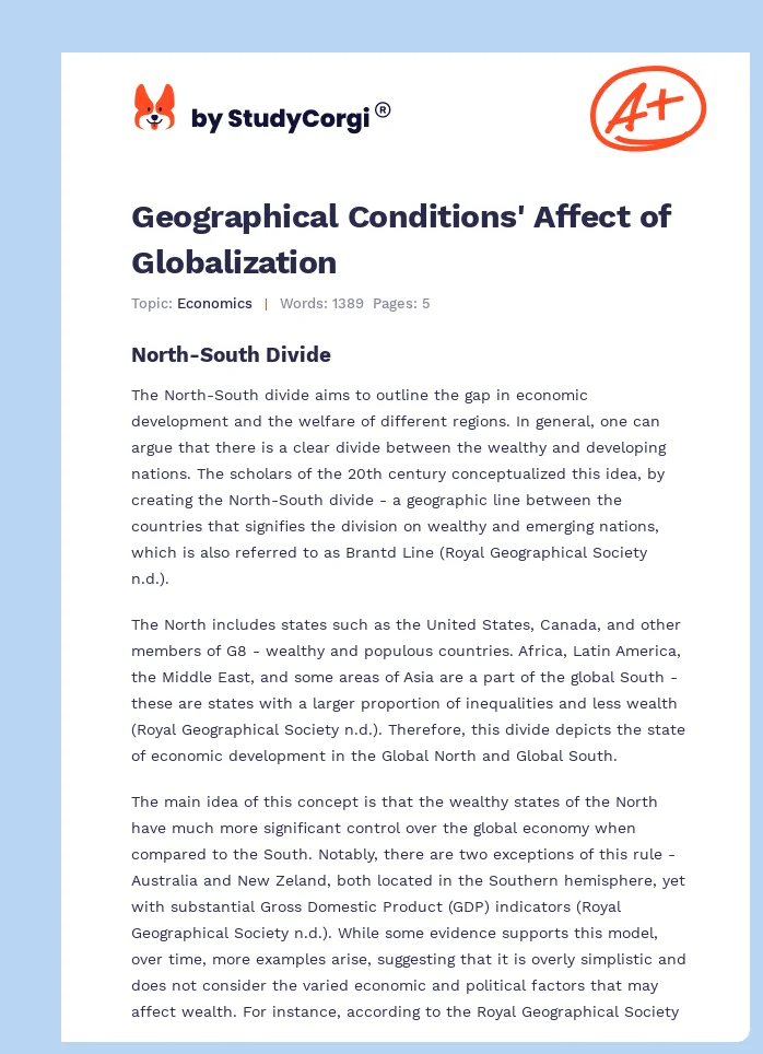 Geographical Conditions' Affect of Globalization. Page 1