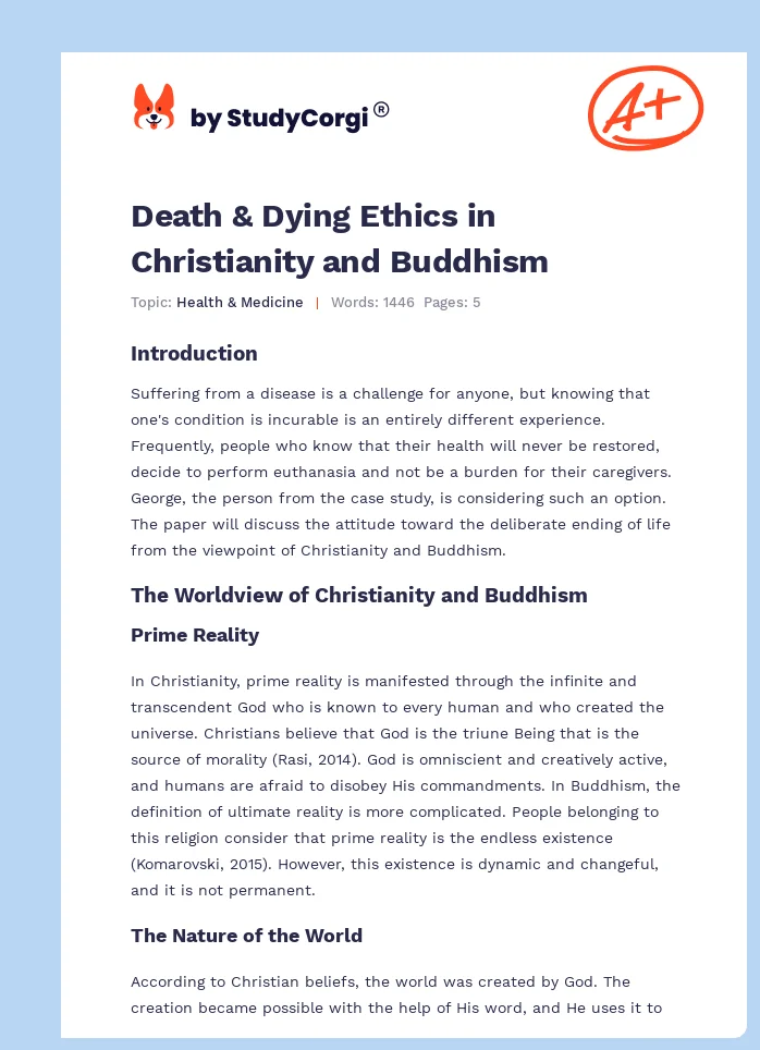 Death & Dying Ethics in Christianity and Buddhism. Page 1