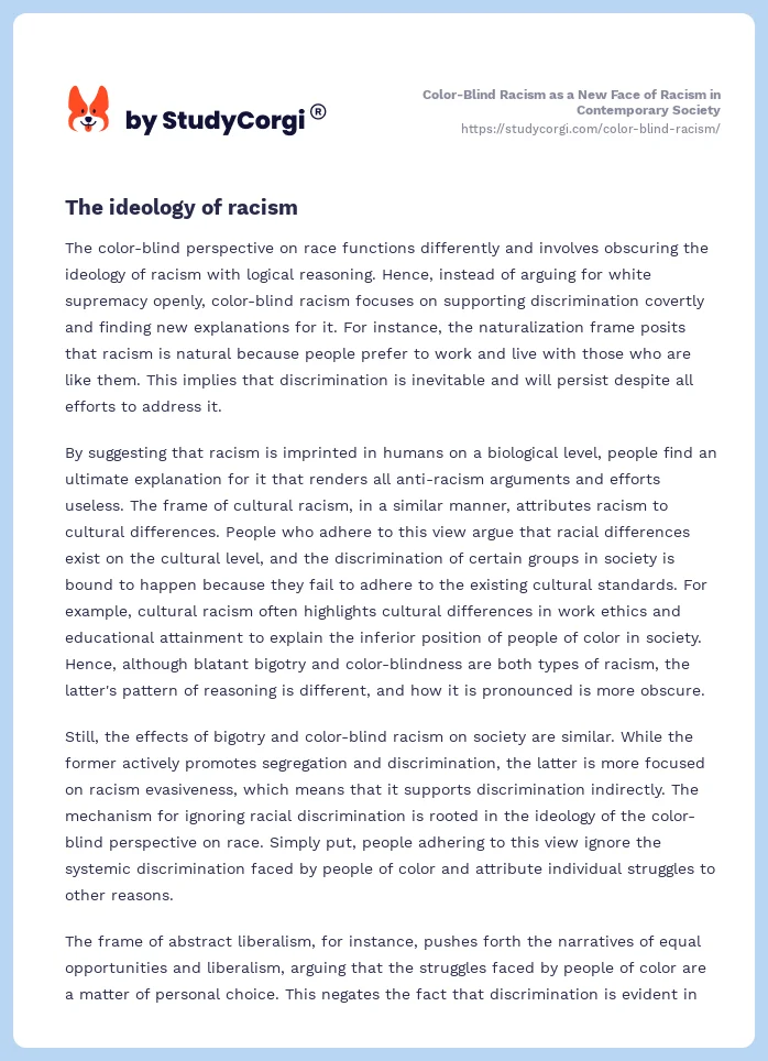 Color-Blind Racism as a New Face of Racism in Contemporary Society. Page 2