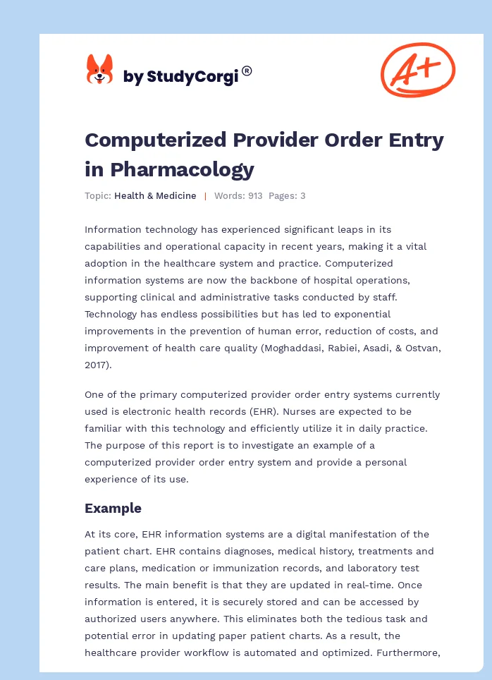 Computerized Provider Order Entry in Pharmacology. Page 1