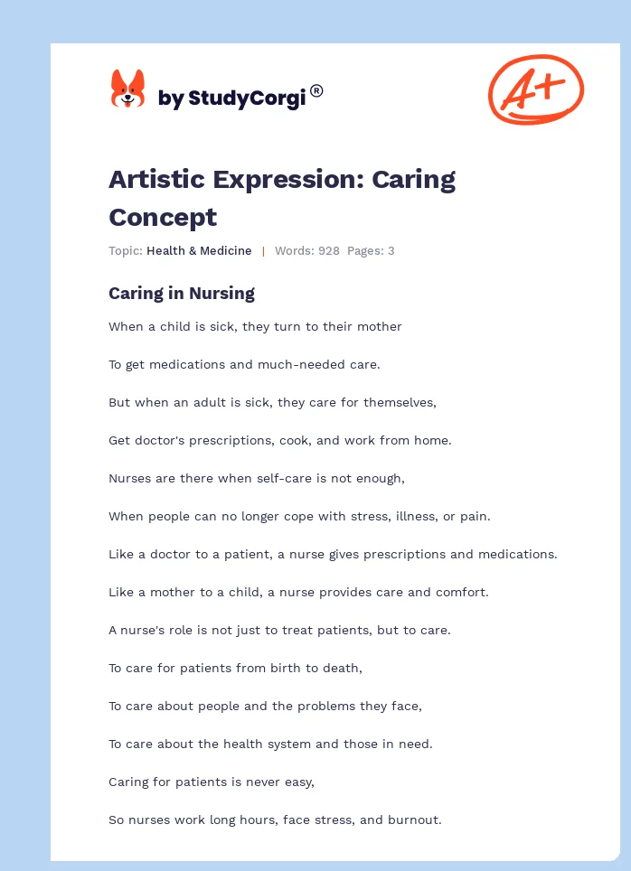 Artistic Expression: Caring Concept. Page 1