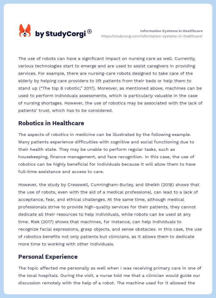 Information Systems in Healthcare. Page 2