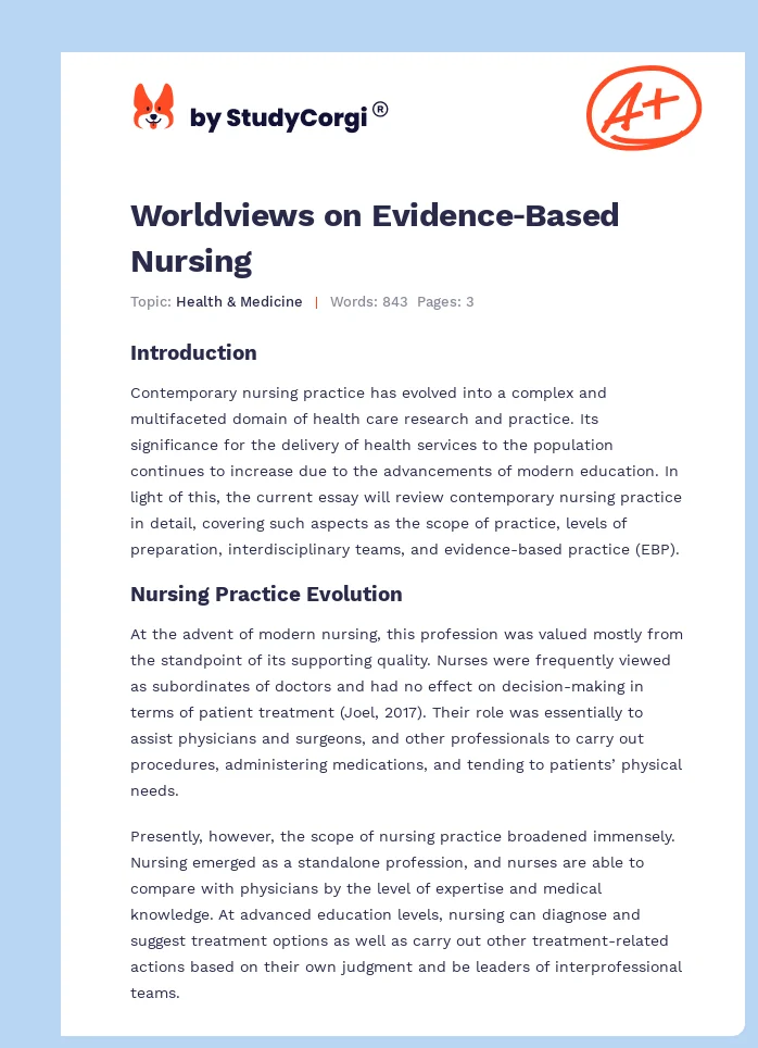 Worldviews on Evidence‐Based Nursing. Page 1