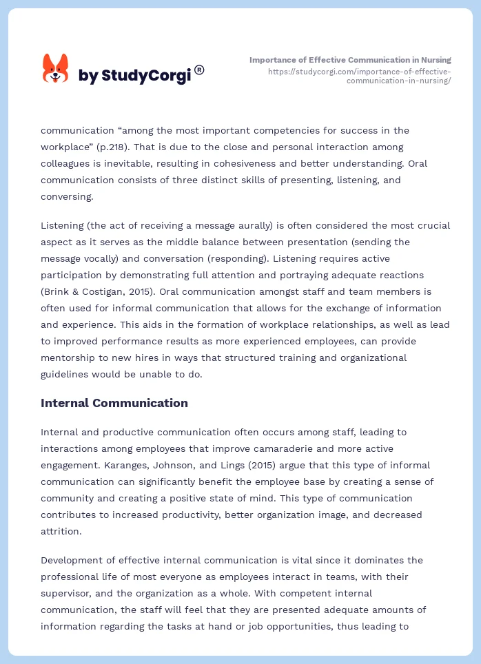 Importance of Effective Communication in Nursing. Page 2