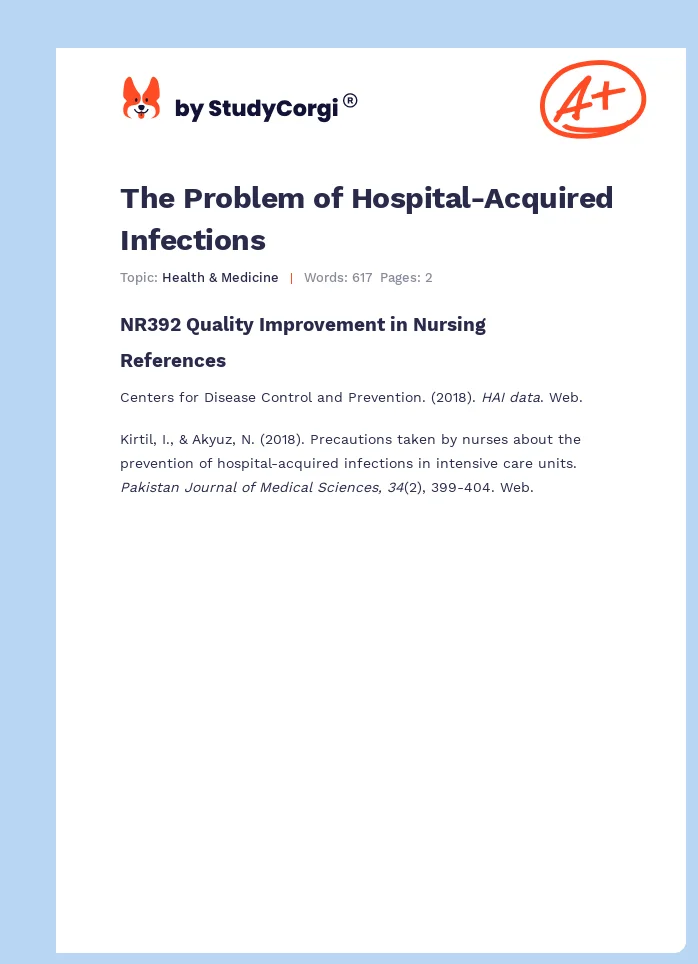 The Problem of Hospital-Acquired Infections. Page 1