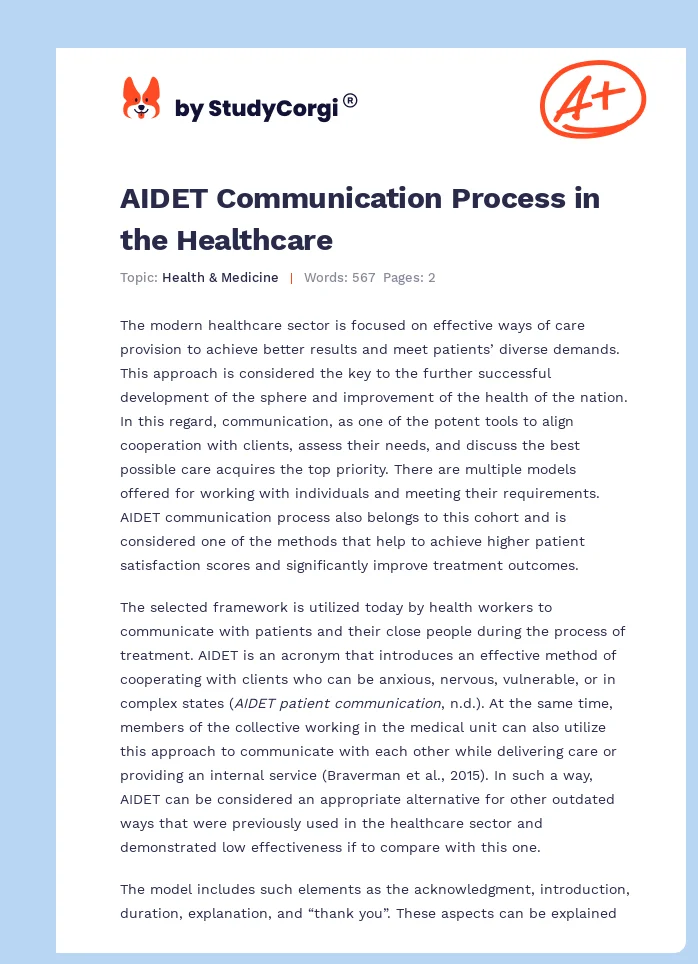 AIDET Communication Process in the Healthcare. Page 1