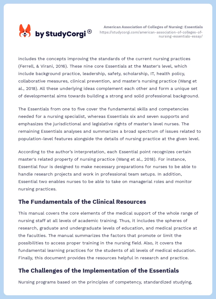 American Association of Colleges of Nursing: Essentials. Page 2