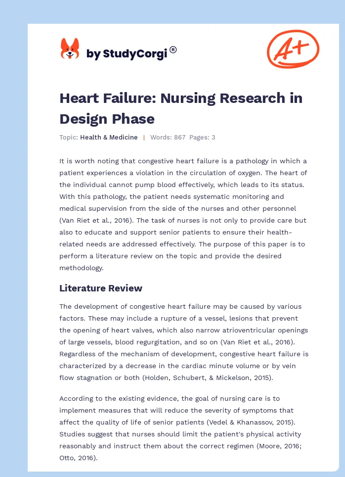Heart Failure: Nursing Research in Design Phase. Page 1