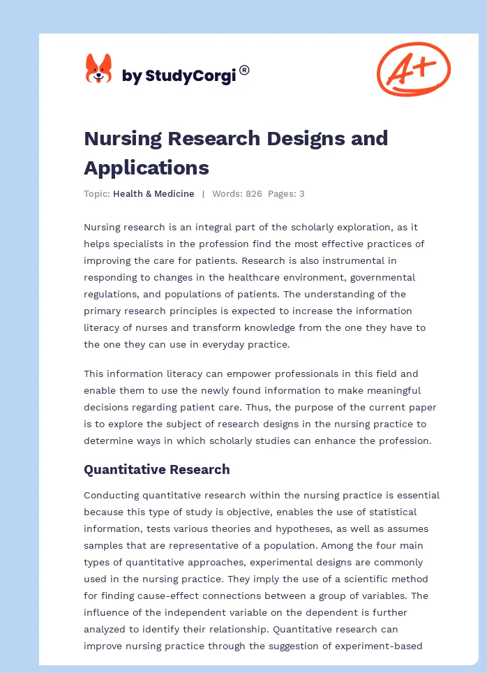 Nursing Research Designs and Applications. Page 1