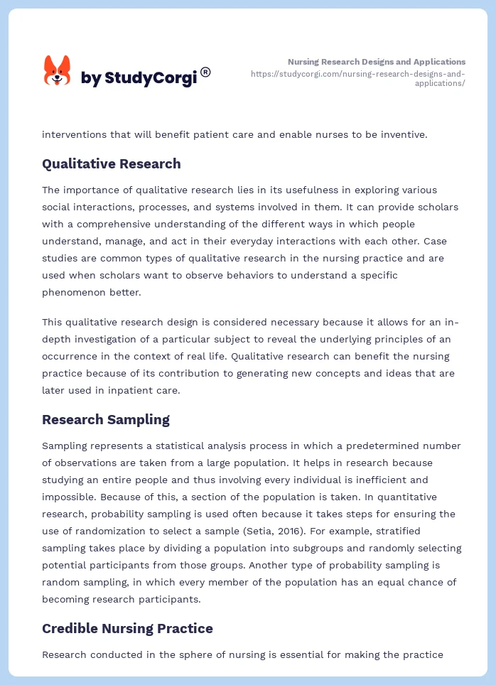 Nursing Research Designs and Applications. Page 2