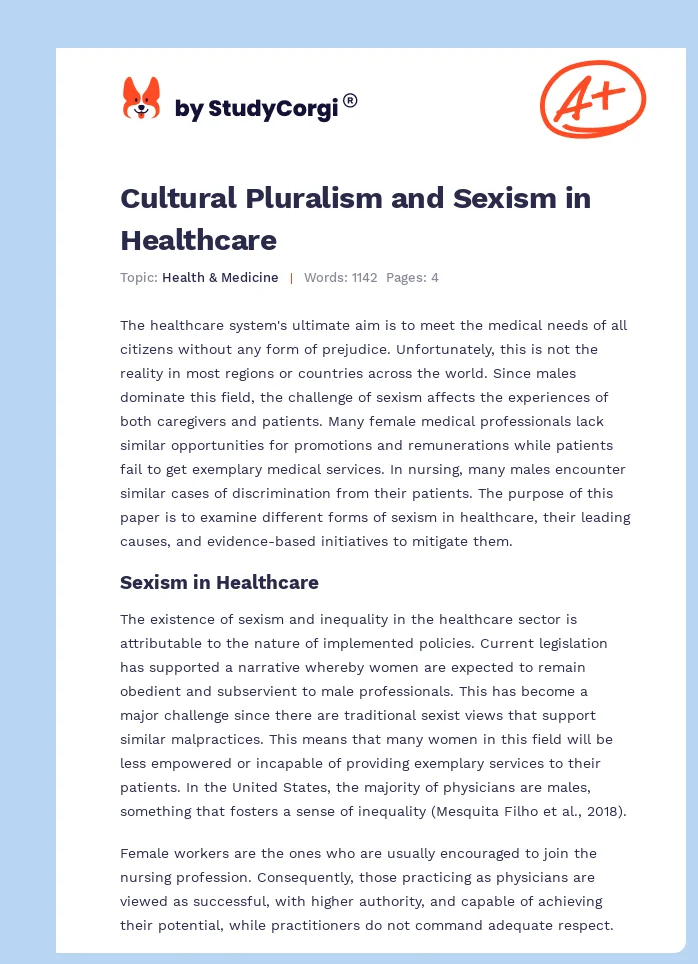 Cultural Pluralism and Sexism in Healthcare. Page 1