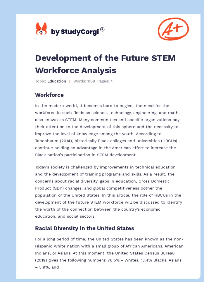 Development of the Future STEM Workforce Analysis. Page 1