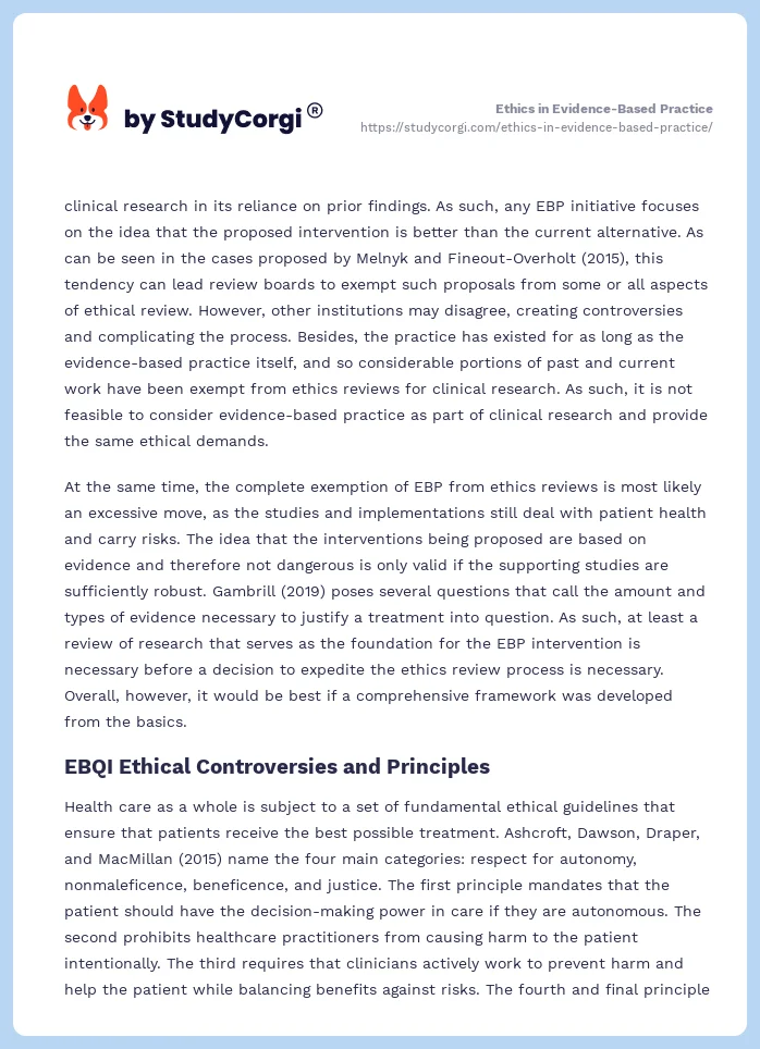 Ethics in Evidence-Based Practice. Page 2