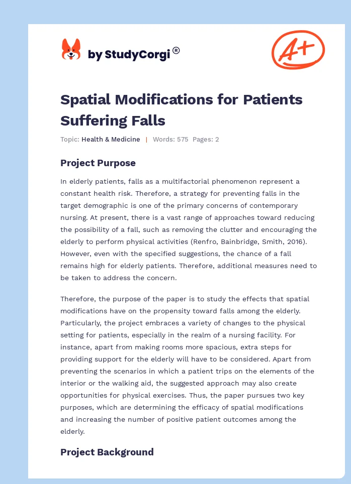 Spatial Modifications for Patients Suffering Falls. Page 1