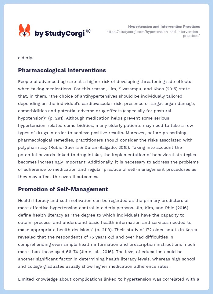Hypertension and Intervention Practices. Page 2