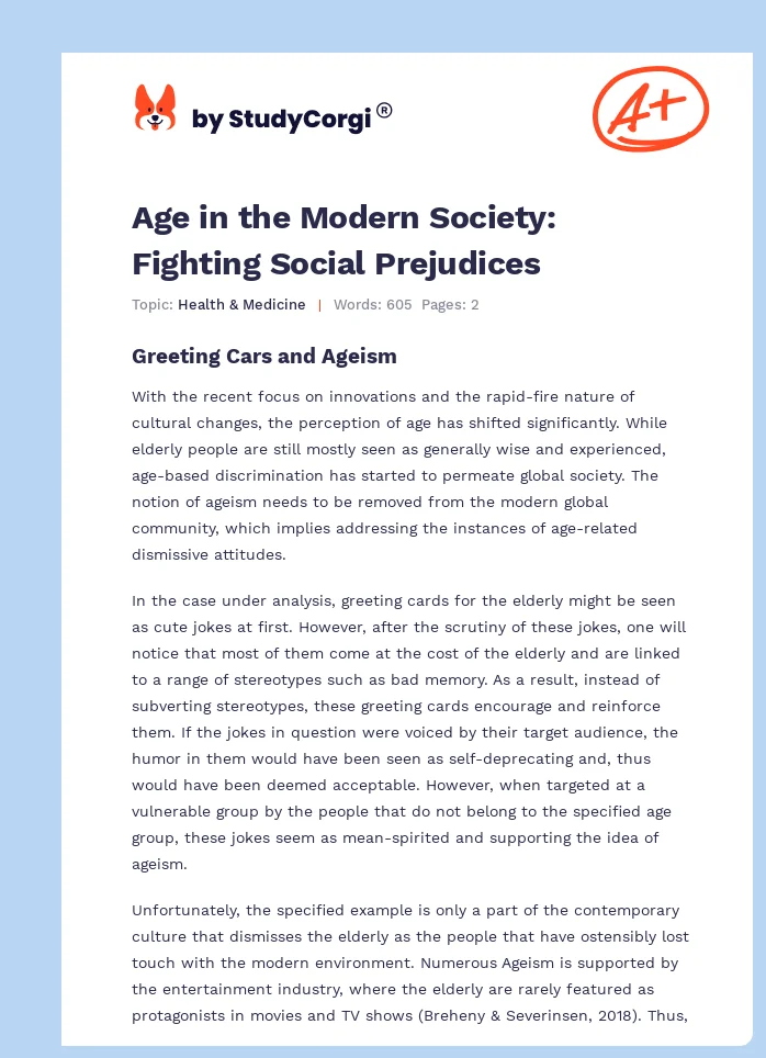 Age in the Modern Society: Fighting Social Prejudices. Page 1