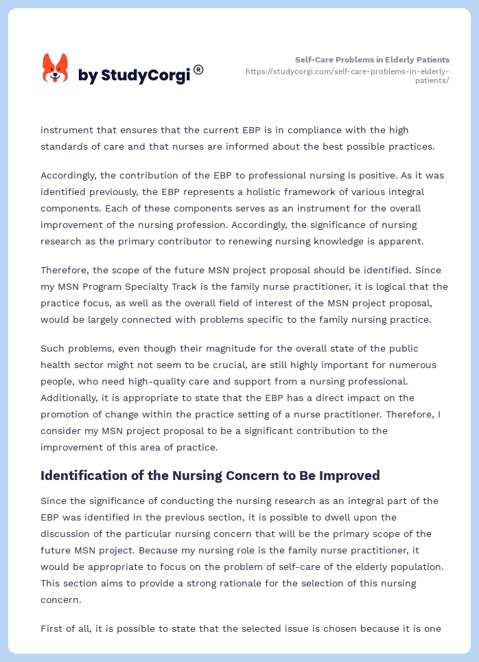 Self-Care Problems in Elderly Patients. Page 2