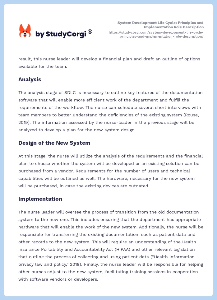 System Development Life Cycle: Principles and Implementation Role Description. Page 2
