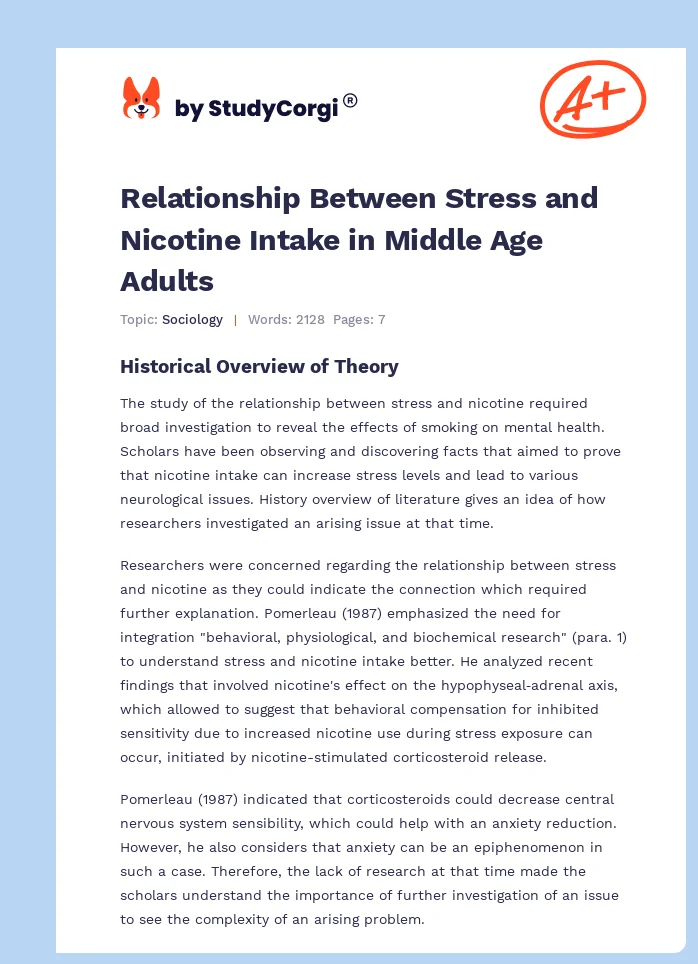 Relationship Between Stress and Nicotine Intake in Middle Age Adults. Page 1