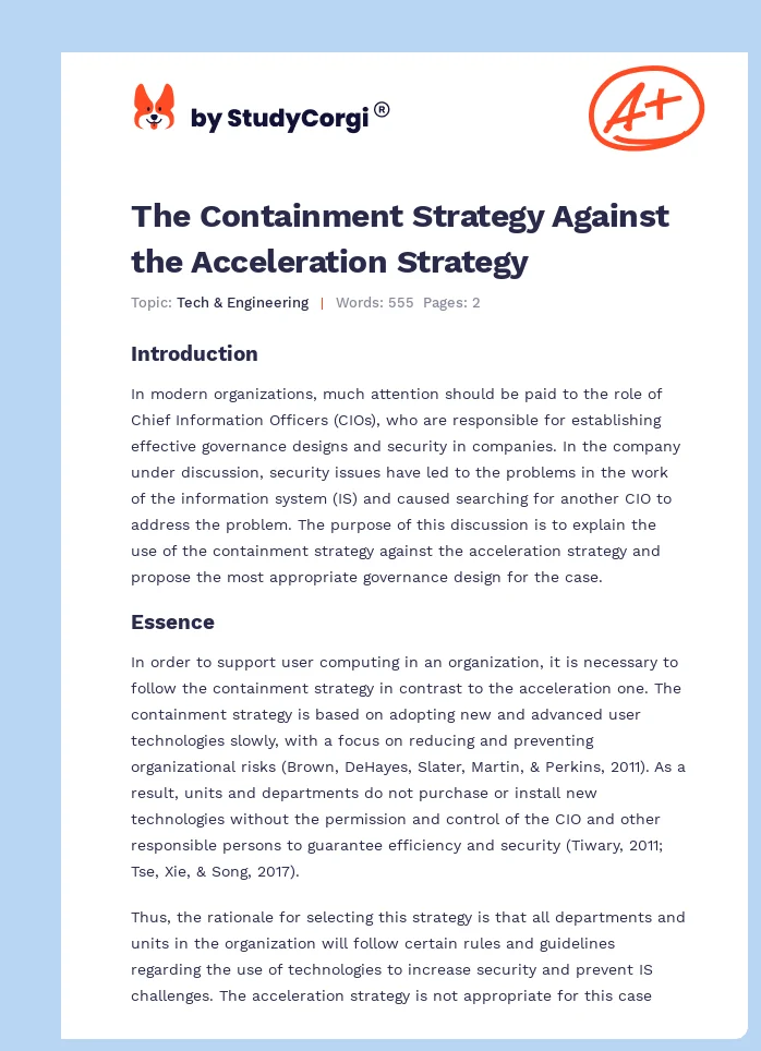 The Containment Strategy Against the Acceleration Strategy. Page 1