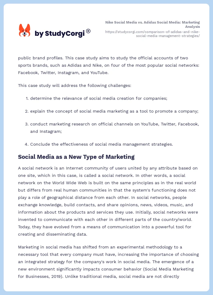 Nike Social Media vs. Adidas Social Media: Marketing Analysis. Page 2