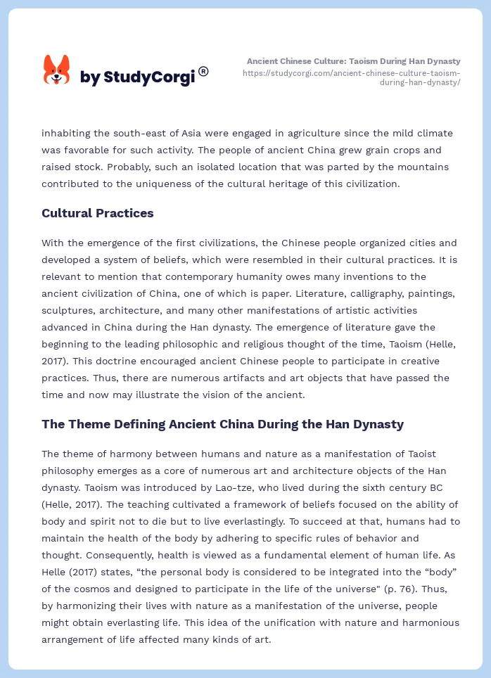 Ancient Chinese Culture: Taoism During Han Dynasty. Page 2