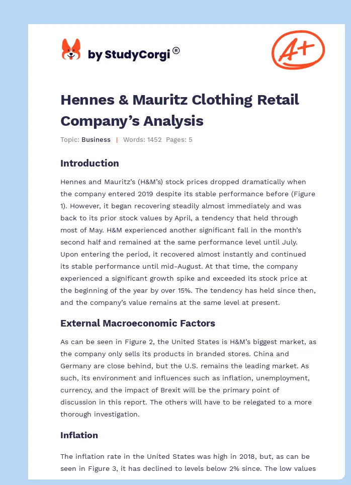 Hennes & Mauritz Clothing Retail Company’s Analysis. Page 1