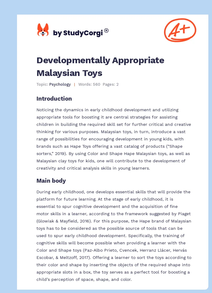 Developmentally Appropriate Malaysian Toys. Page 1