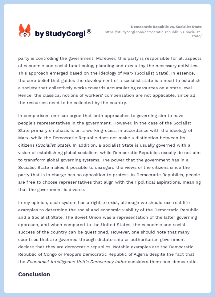 Democratic Republic vs. Socialist State. Page 2