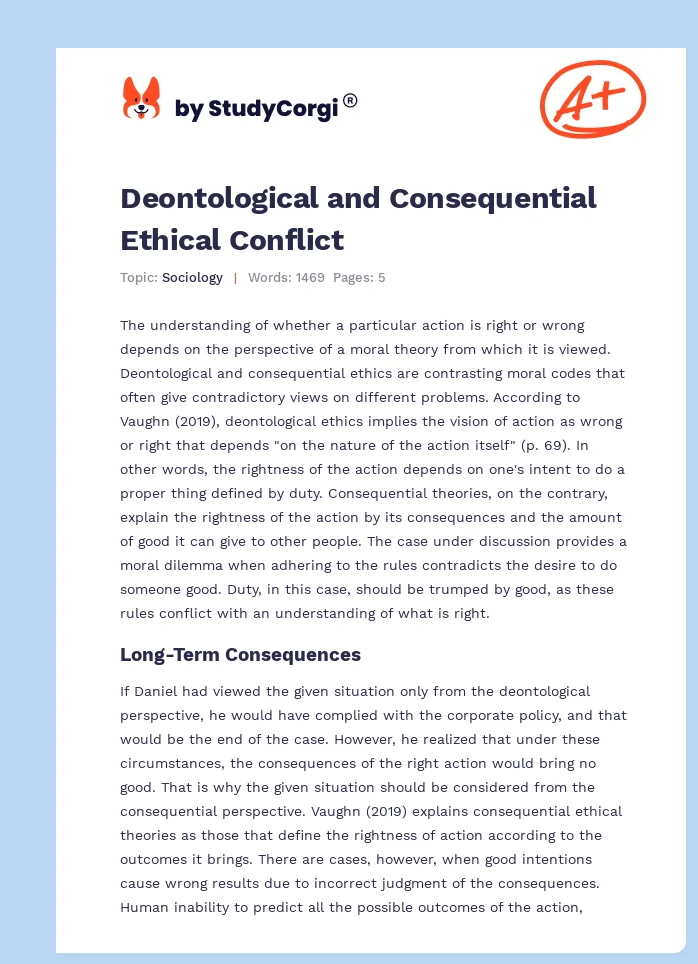 Deontological and Consequential Ethical Conflict. Page 1