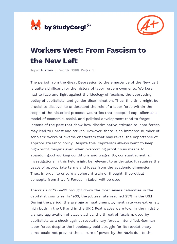Workers West: From Fascism to the New Left. Page 1