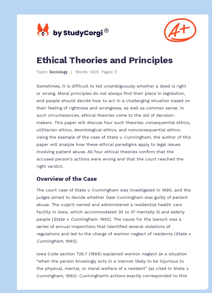 Ethical Theories and Principles. Page 1