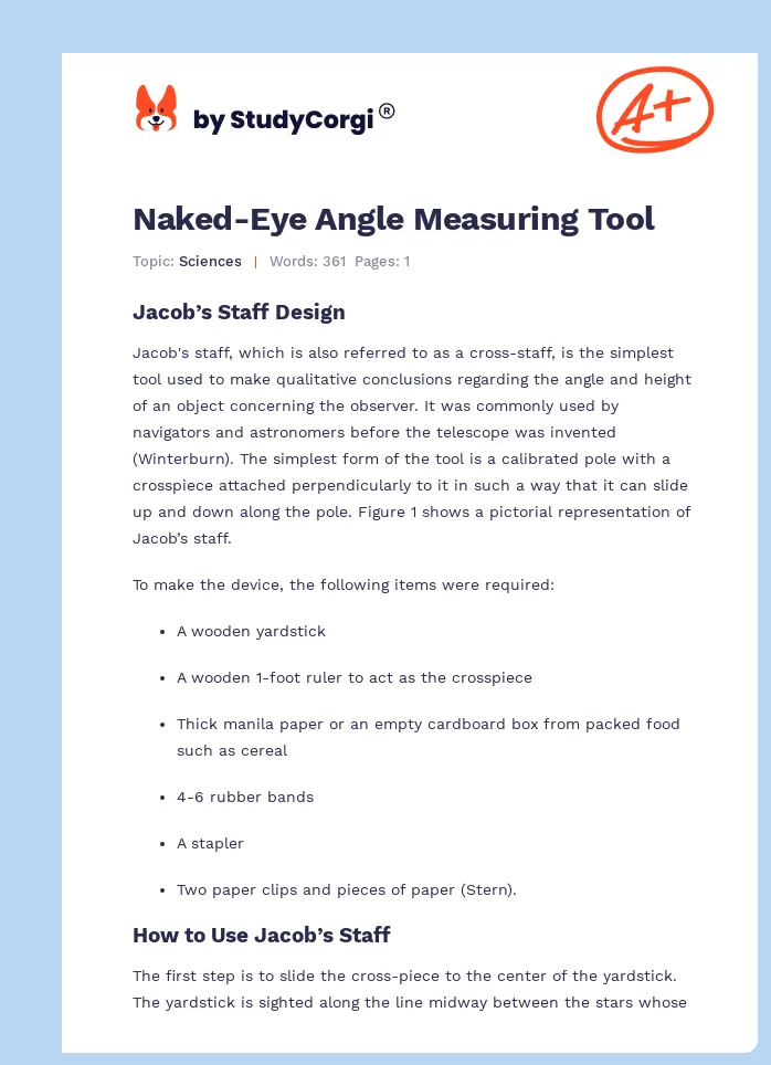Naked-Eye Angle Measuring Tool. Page 1
